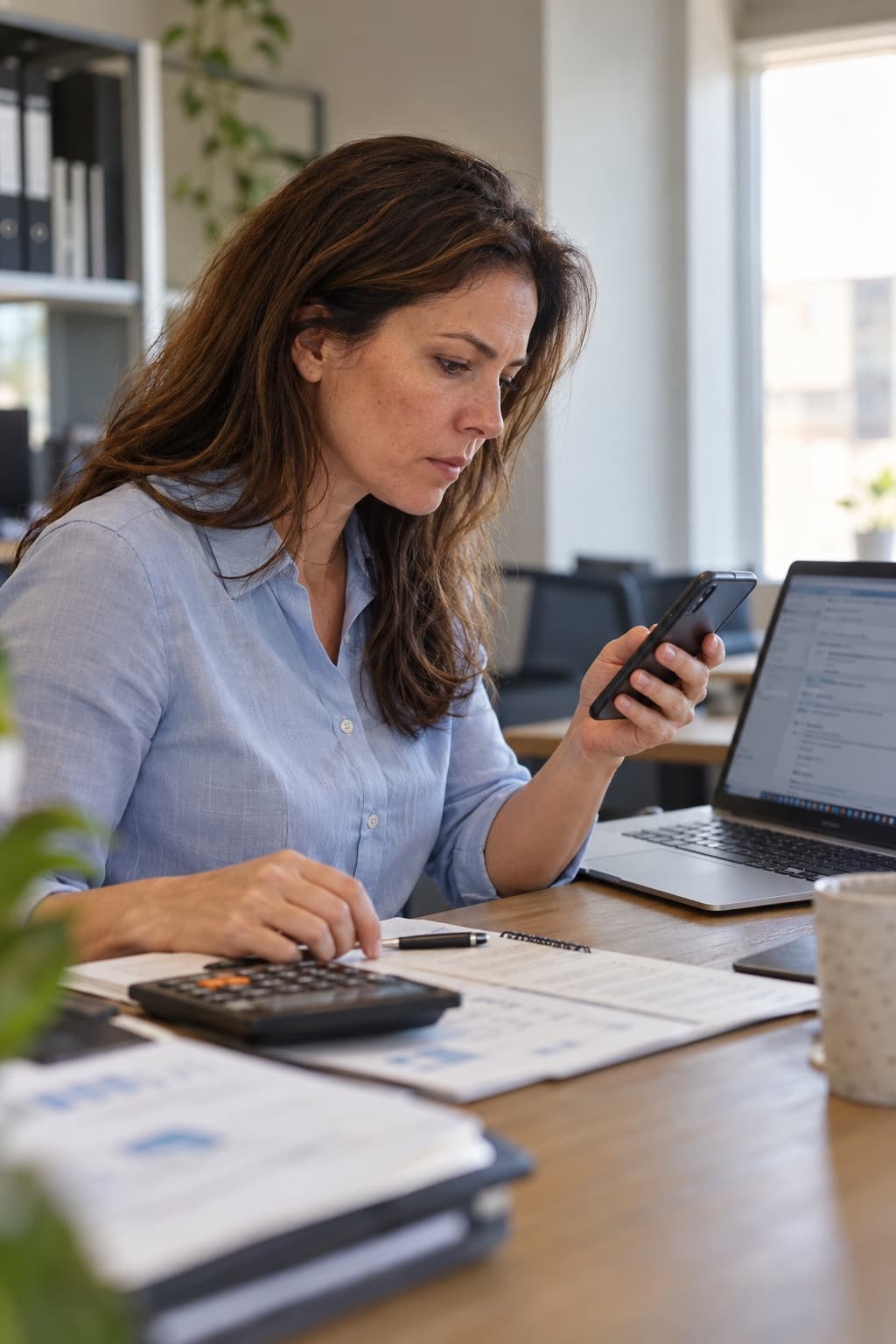 A finance manager checking a request
